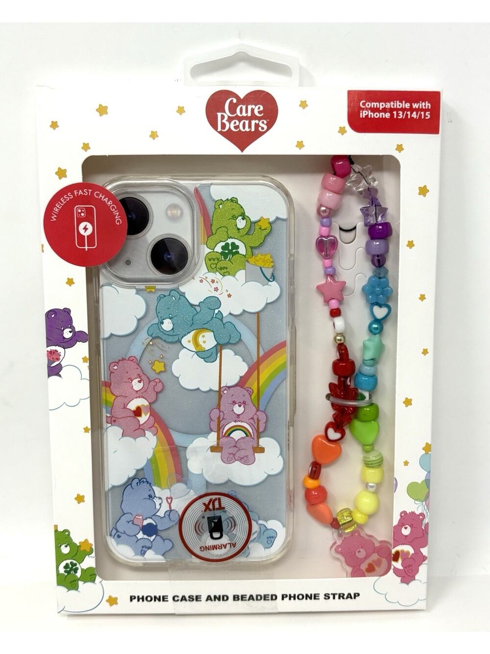 Care Bears Skinny Dip iPhone 13 / 14 / 15 Case Beaded Strap Cover NIB